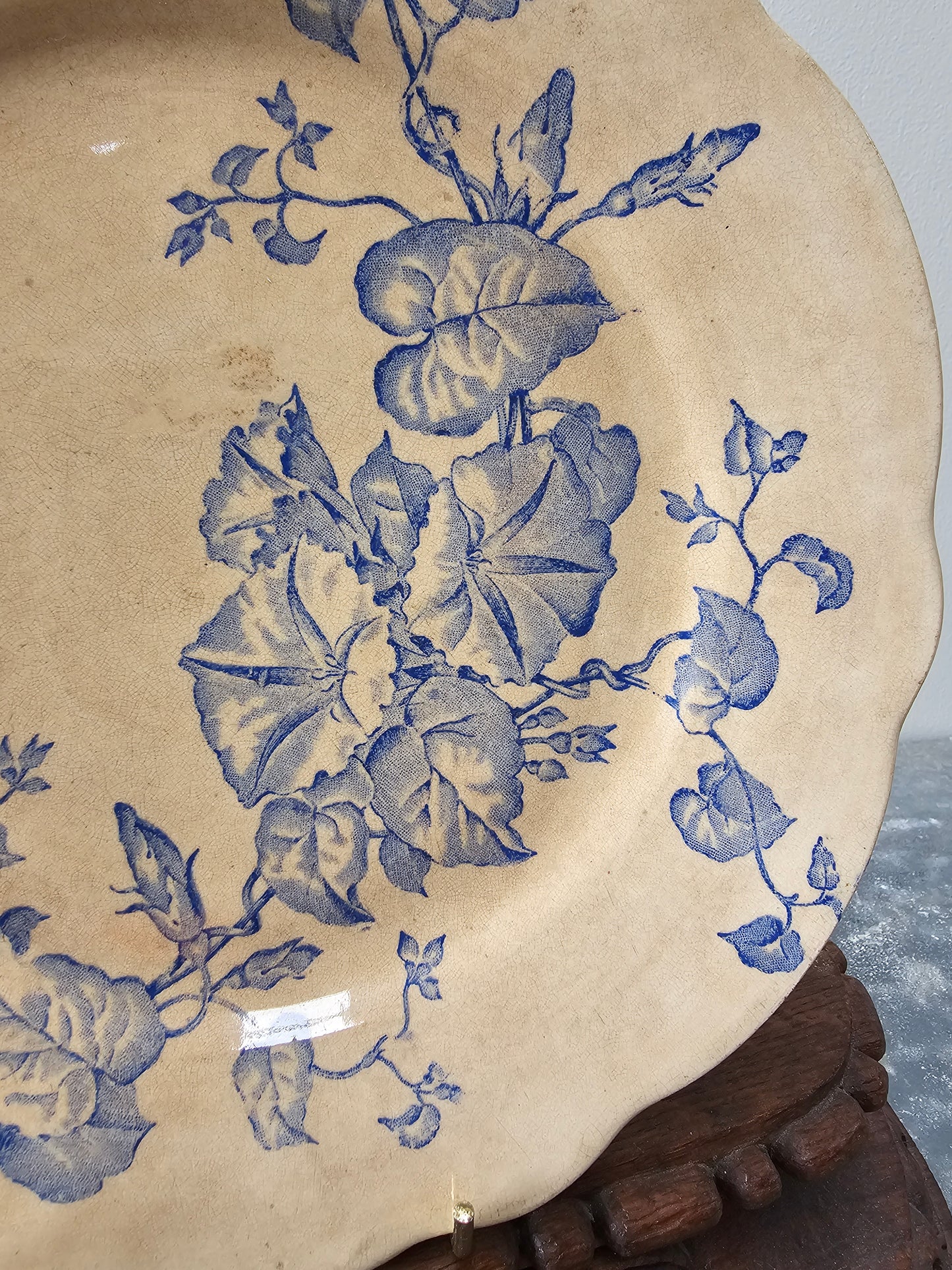 Antique Belgian 'Mouzin Lecat - Nimy, Liseron' Round Morning Glory Plate