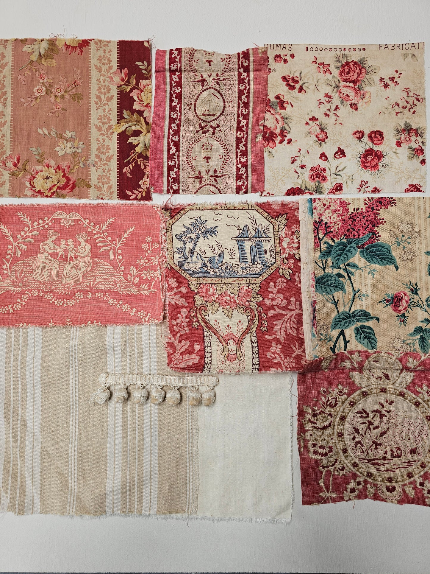 Antique French Fabric Pack - Raspberry