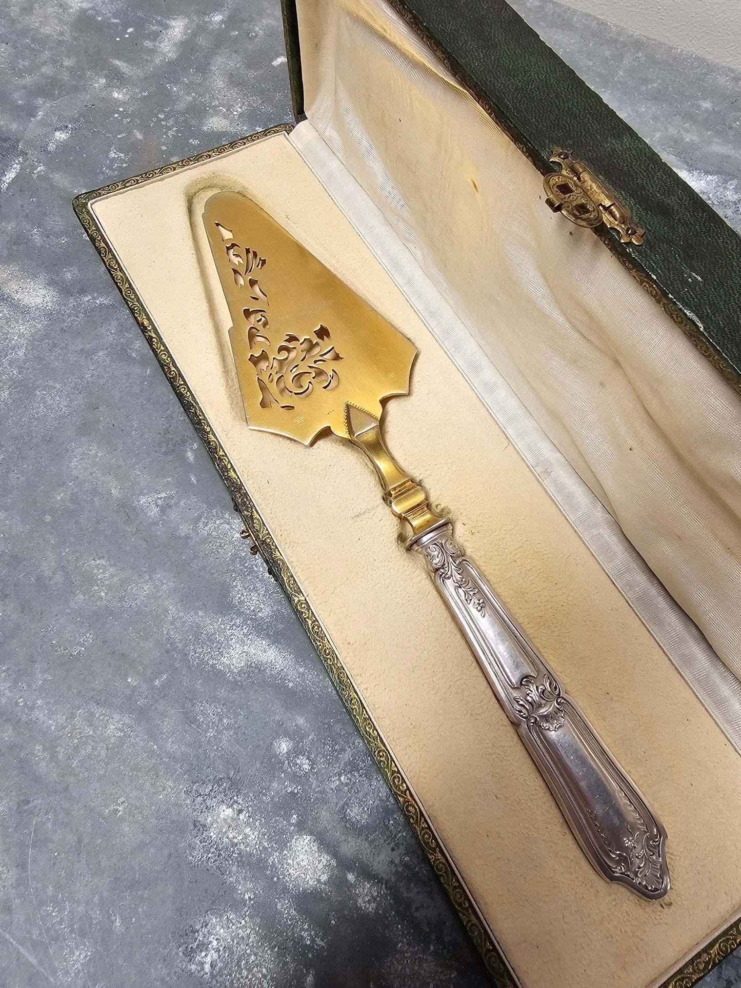 Antique French Silver Plated Boxed Cake Server