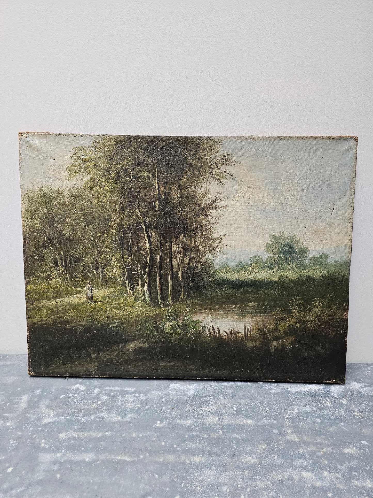 Antique European 'Woodland Scene' Painting