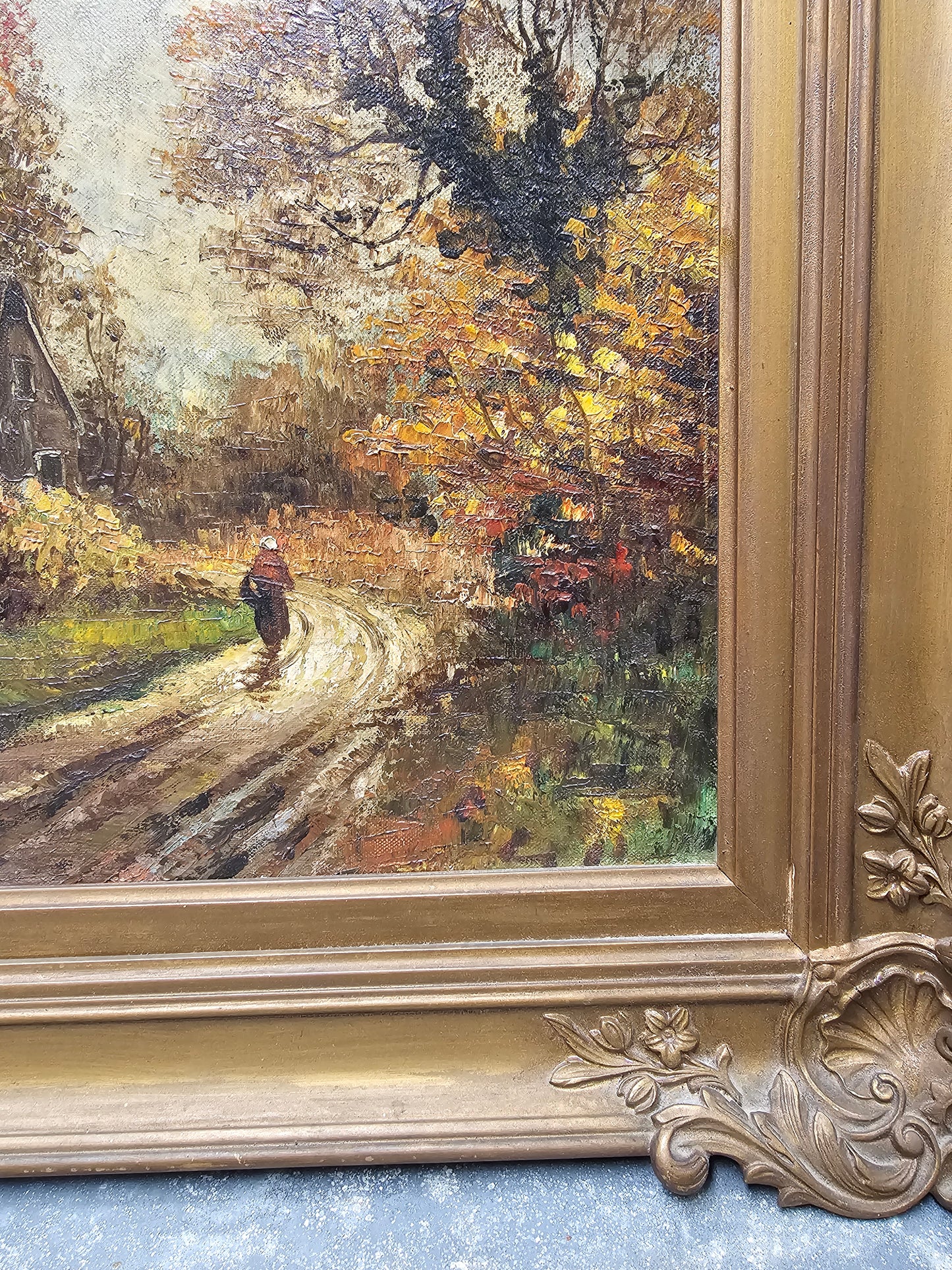 Antique European Autumnal Scene Painting