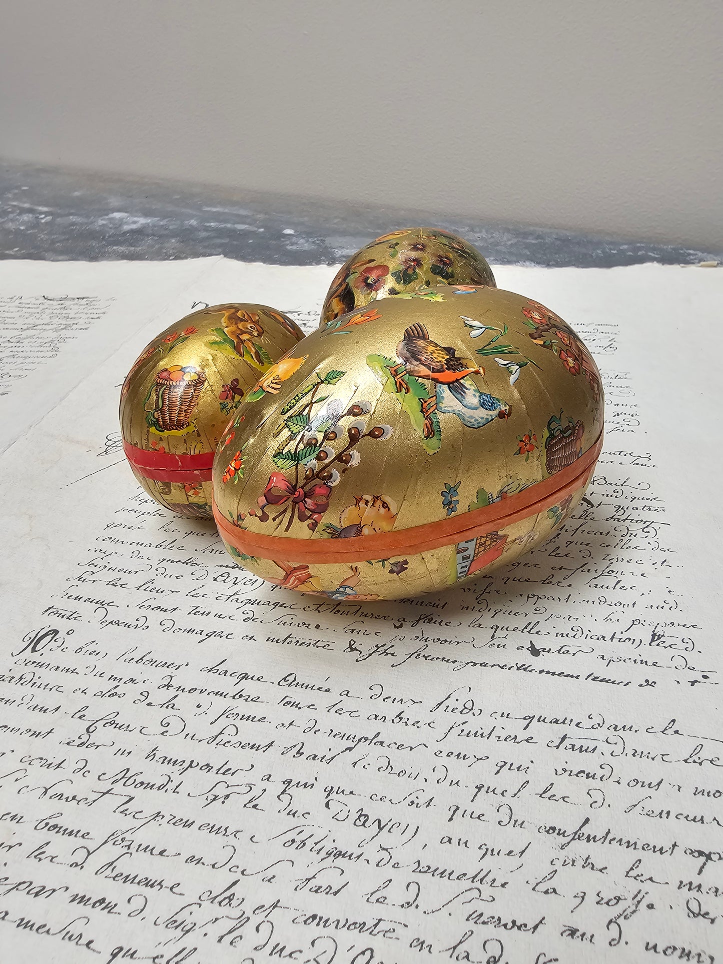 Vintage German Paper Easter Eggs - Set of 3