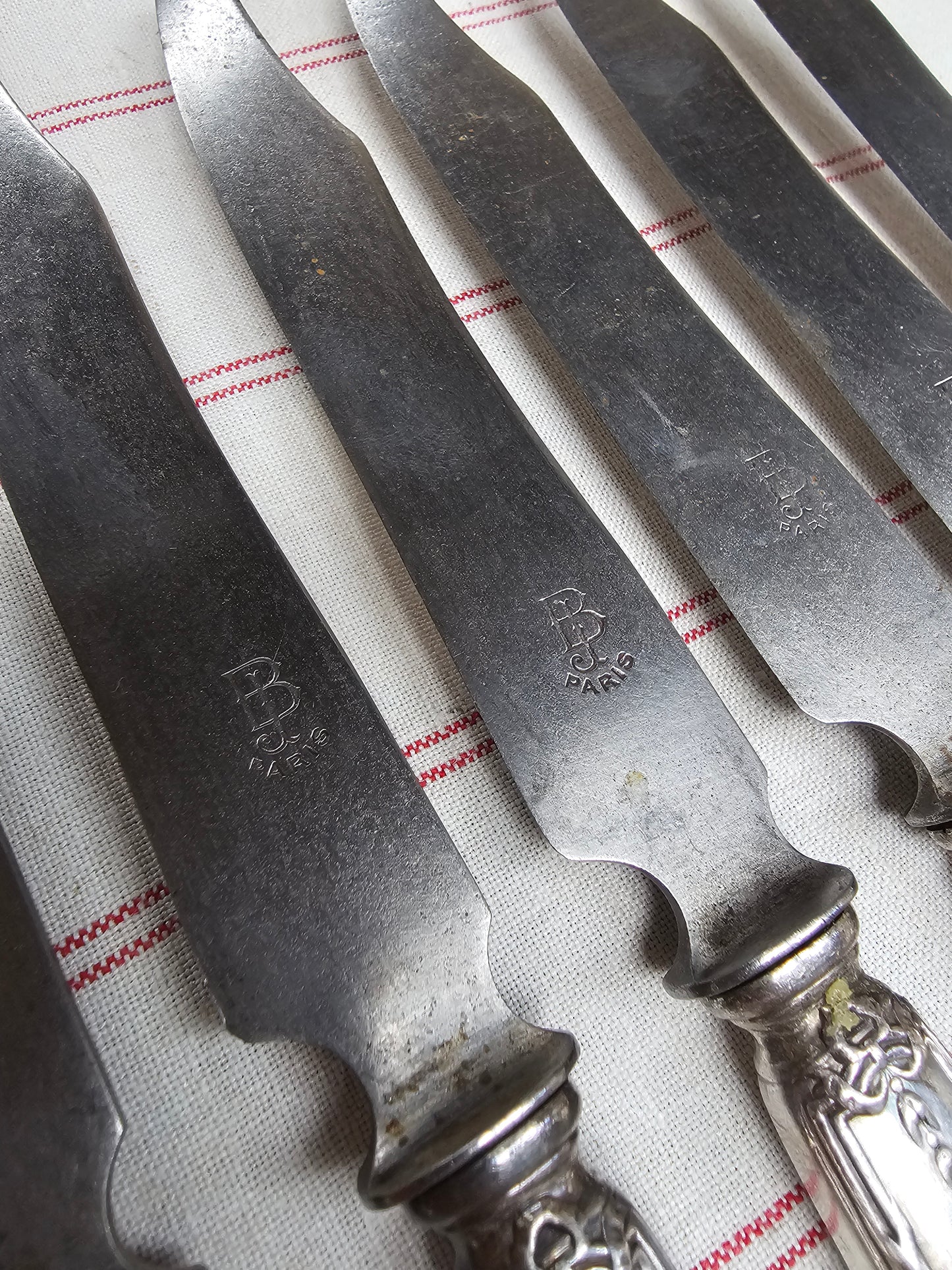 Antique French 'B.J. Paris' Set of 6 Knives
