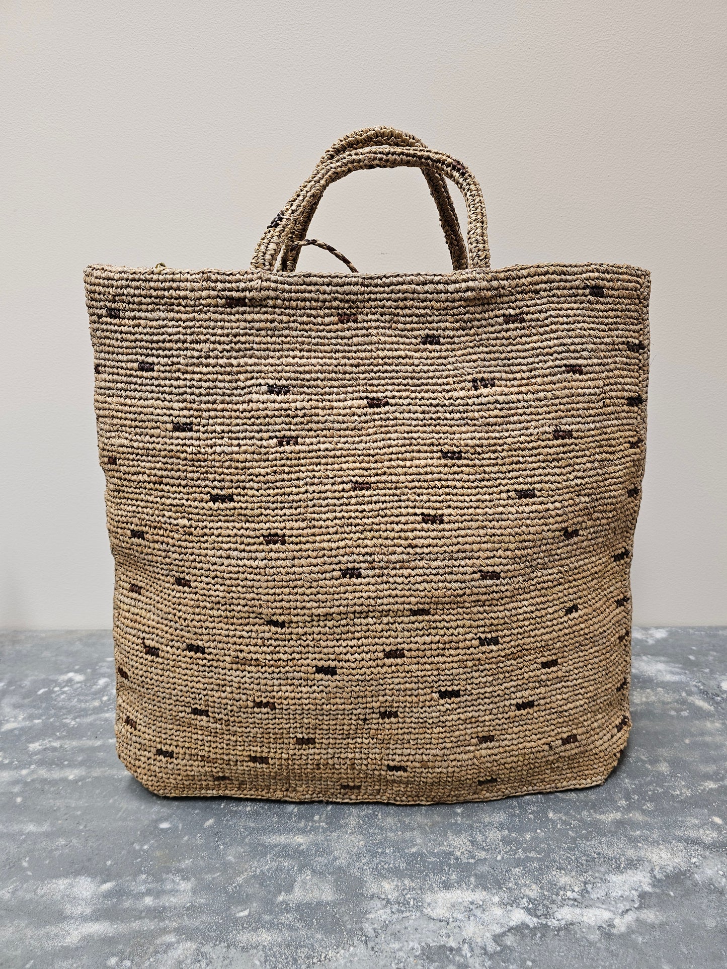 Sophie Digard Large Ecru Raffia Flower Garden Bag