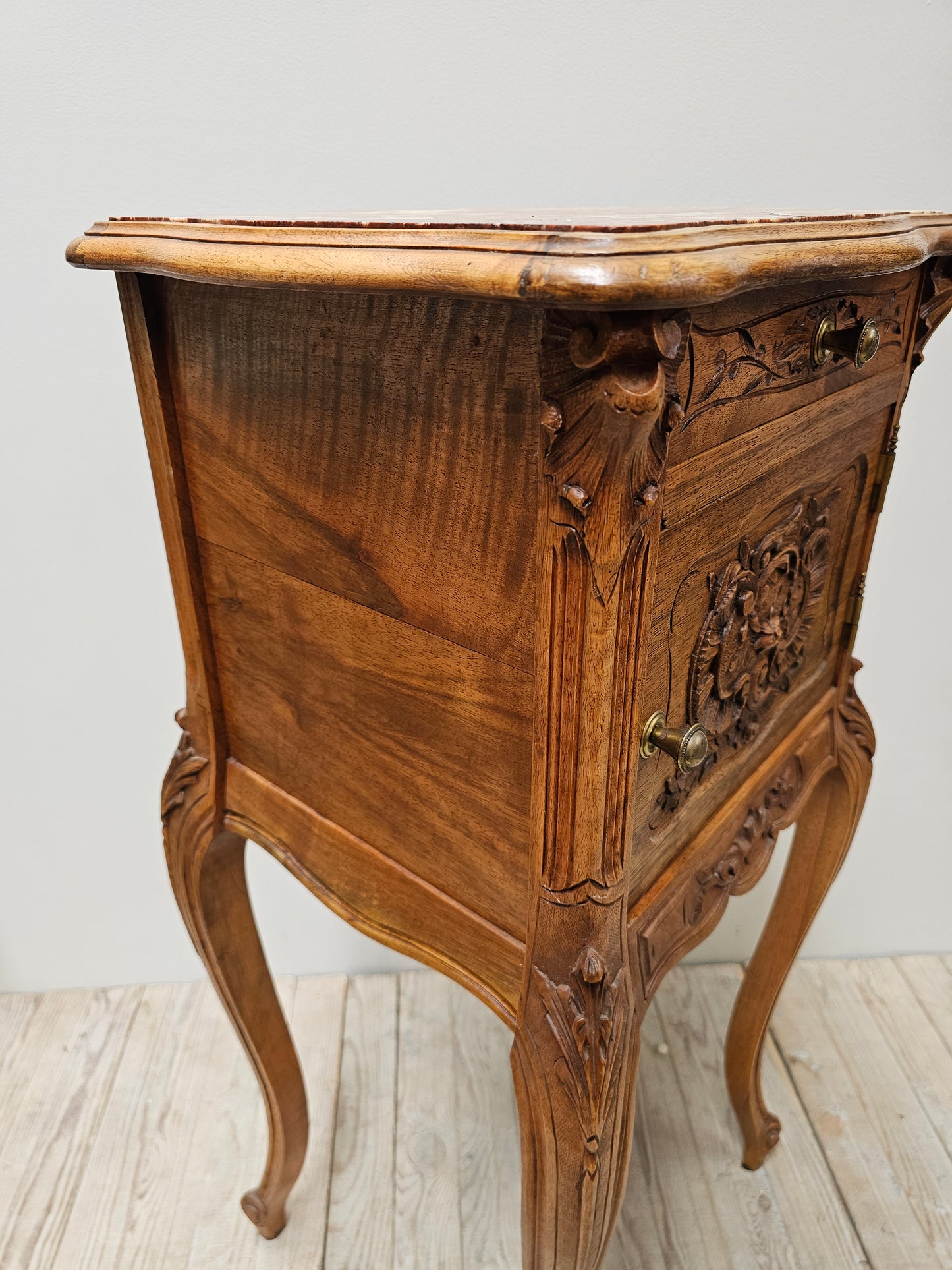 Antique French Louis XV Marble Top Bedside Table
