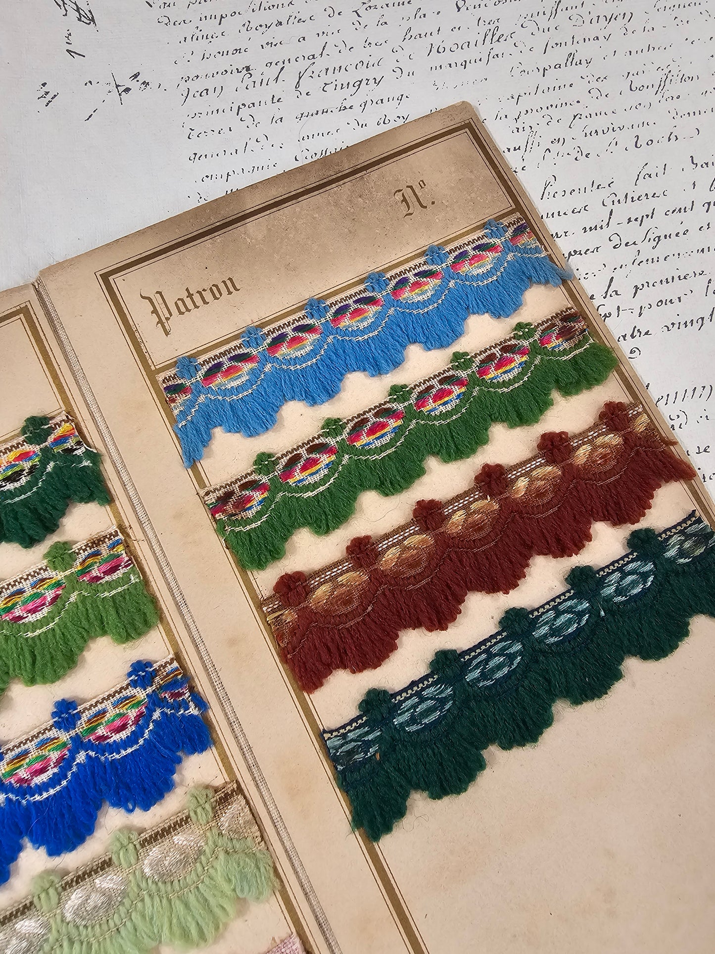 Antique French Wool Braid Sample Card - I