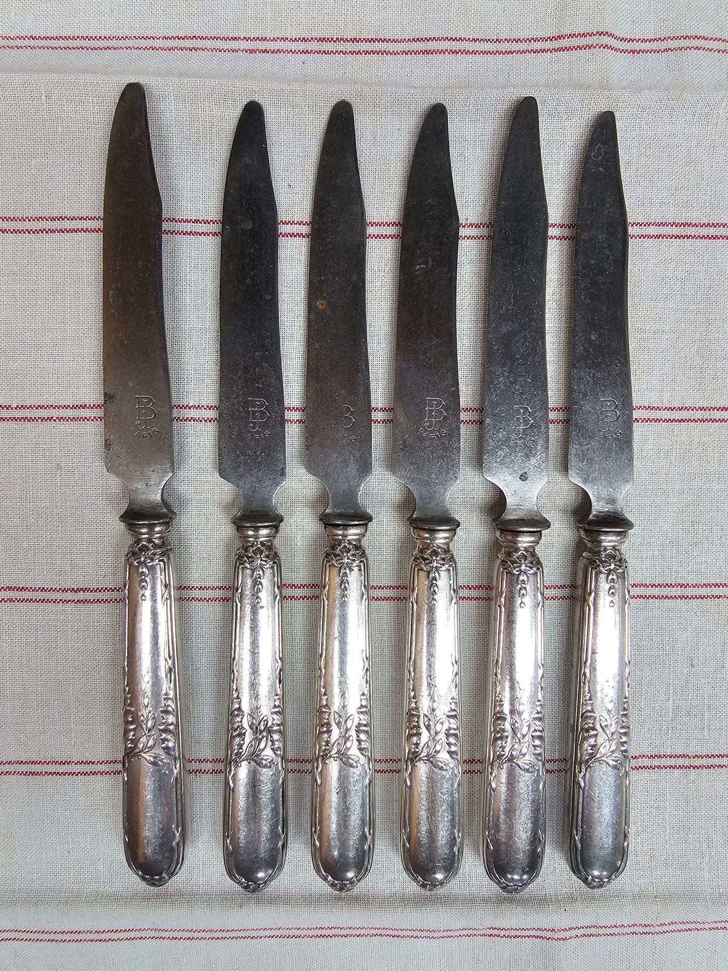 Antique French 'B.J. Paris' Set of 6 Knives