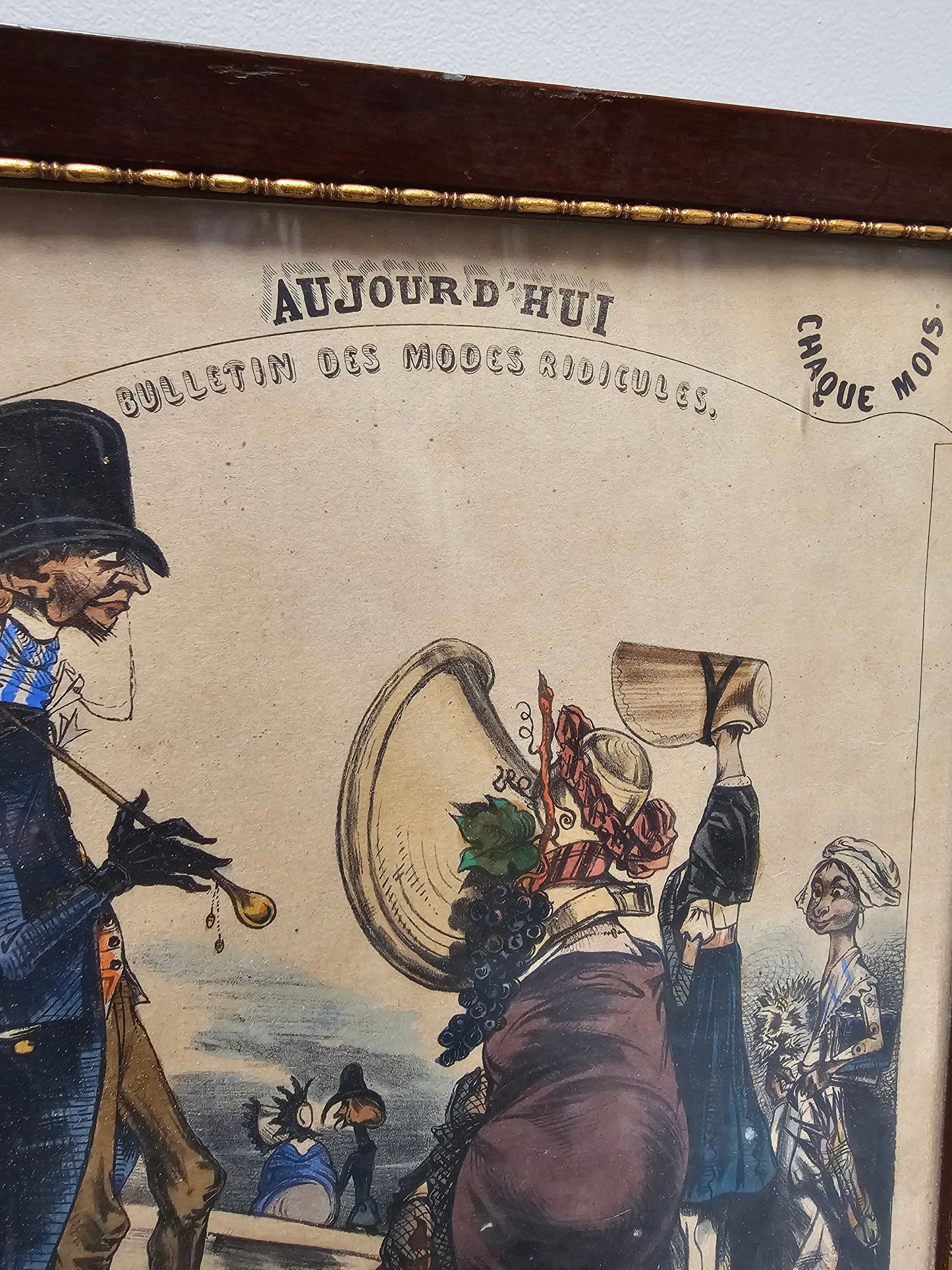 Antique French 1838 Framed Comedy Illustration