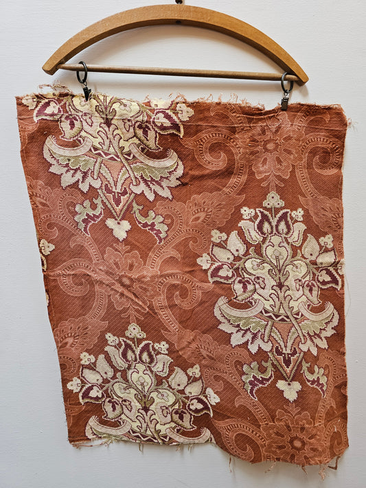 Vintage French Ochre Fabric Cotton Piece
