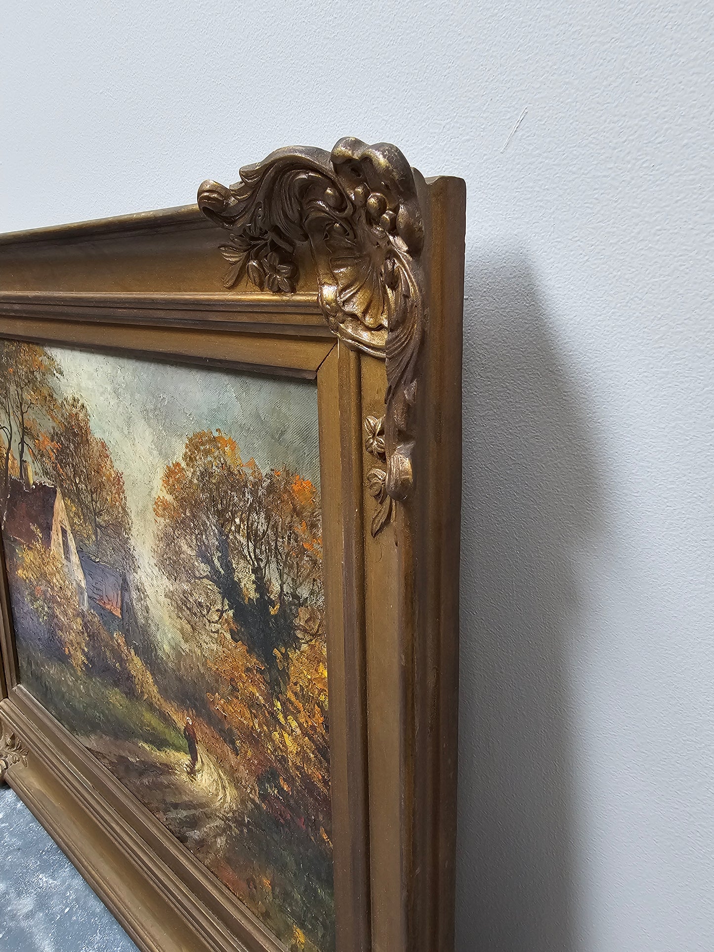 Antique European Autumnal Scene Painting