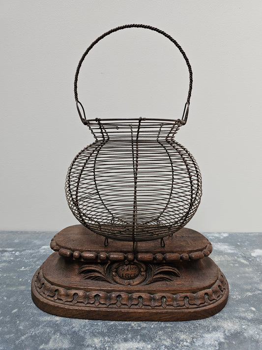 Antique French Wire Egg Basket - Single Handle