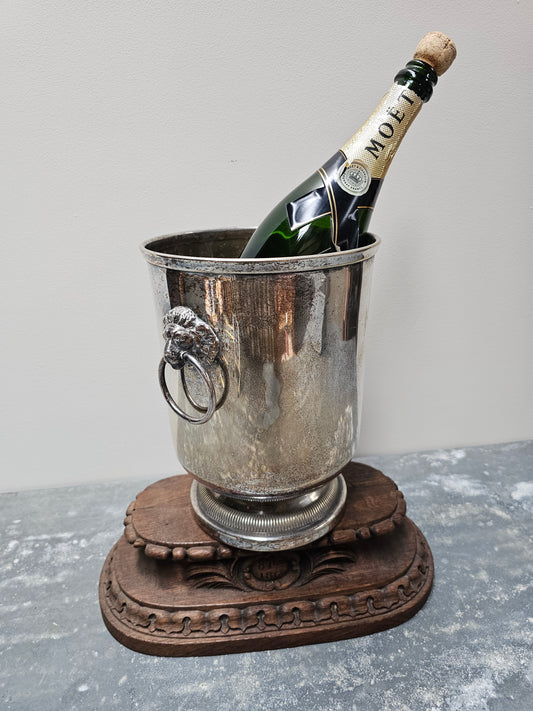 Vintage French Lion's Head Silver Champagne Bucket