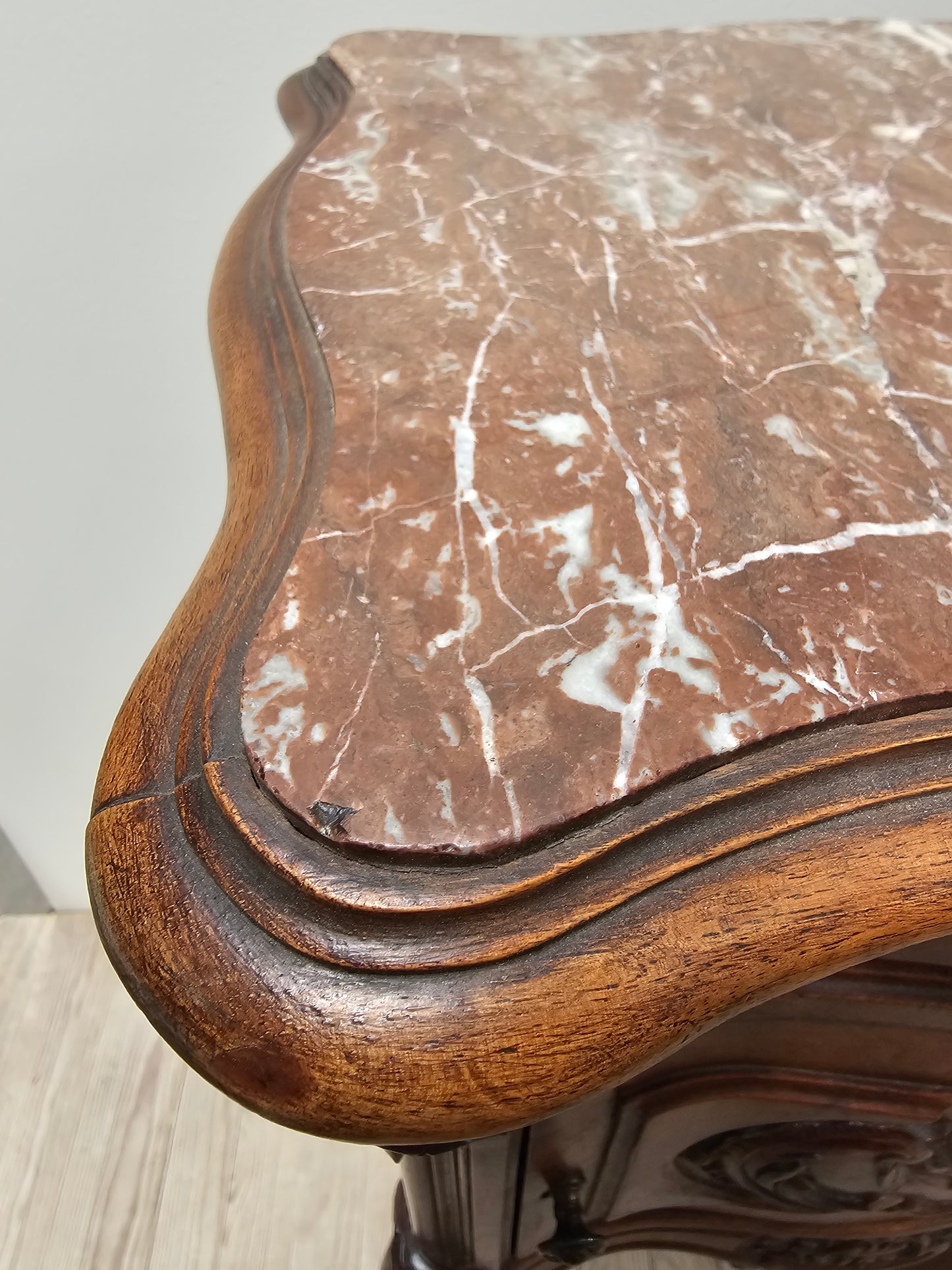 Antique French Louis XV Serpentine Bedside Table