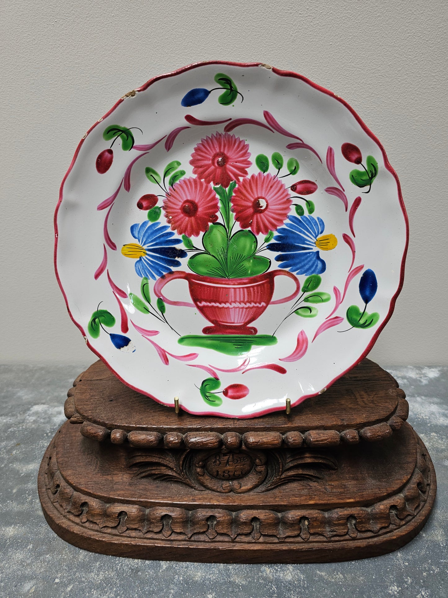 Antique French Hand Painted 'Flowers in Urn' Plates