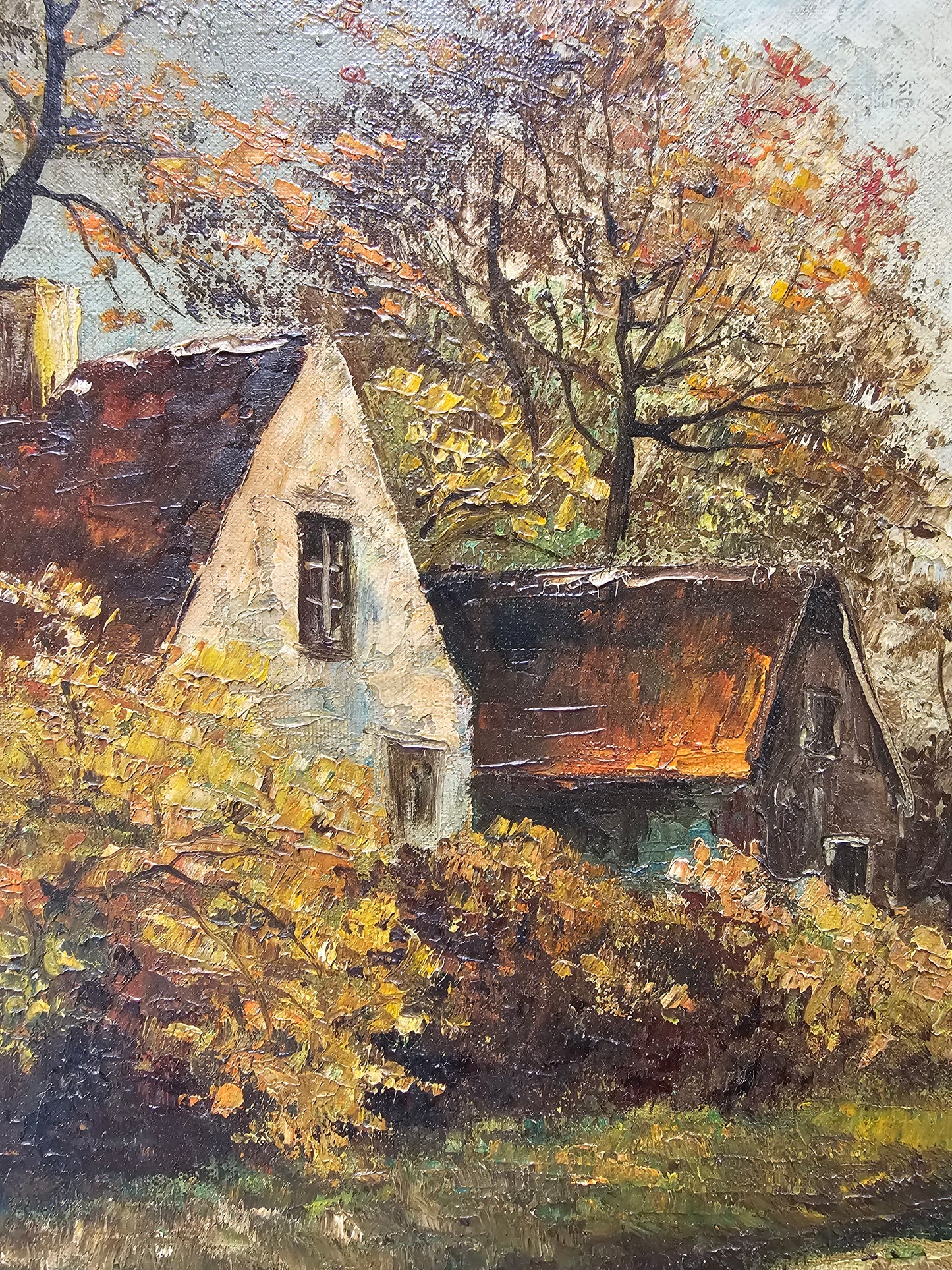 Antique European Autumnal Scene Painting
