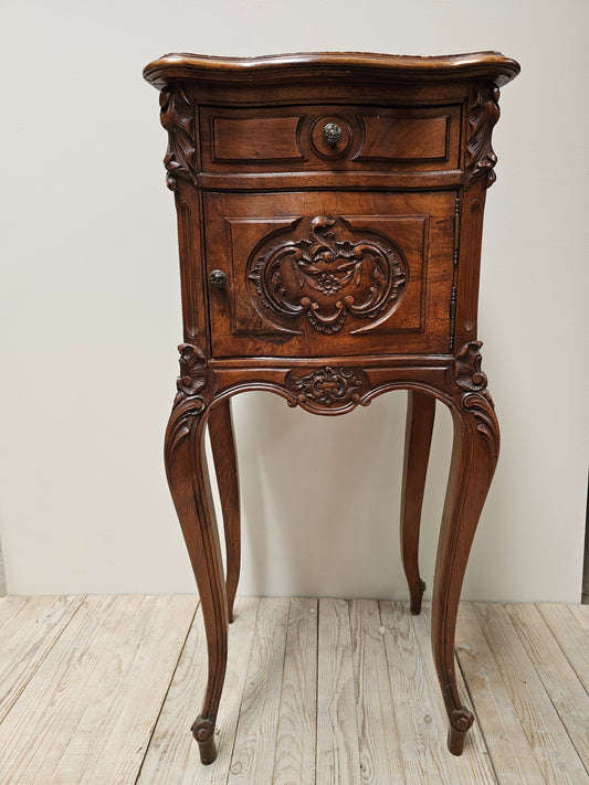 Antique French Louis XV Serpentine Bedside Table