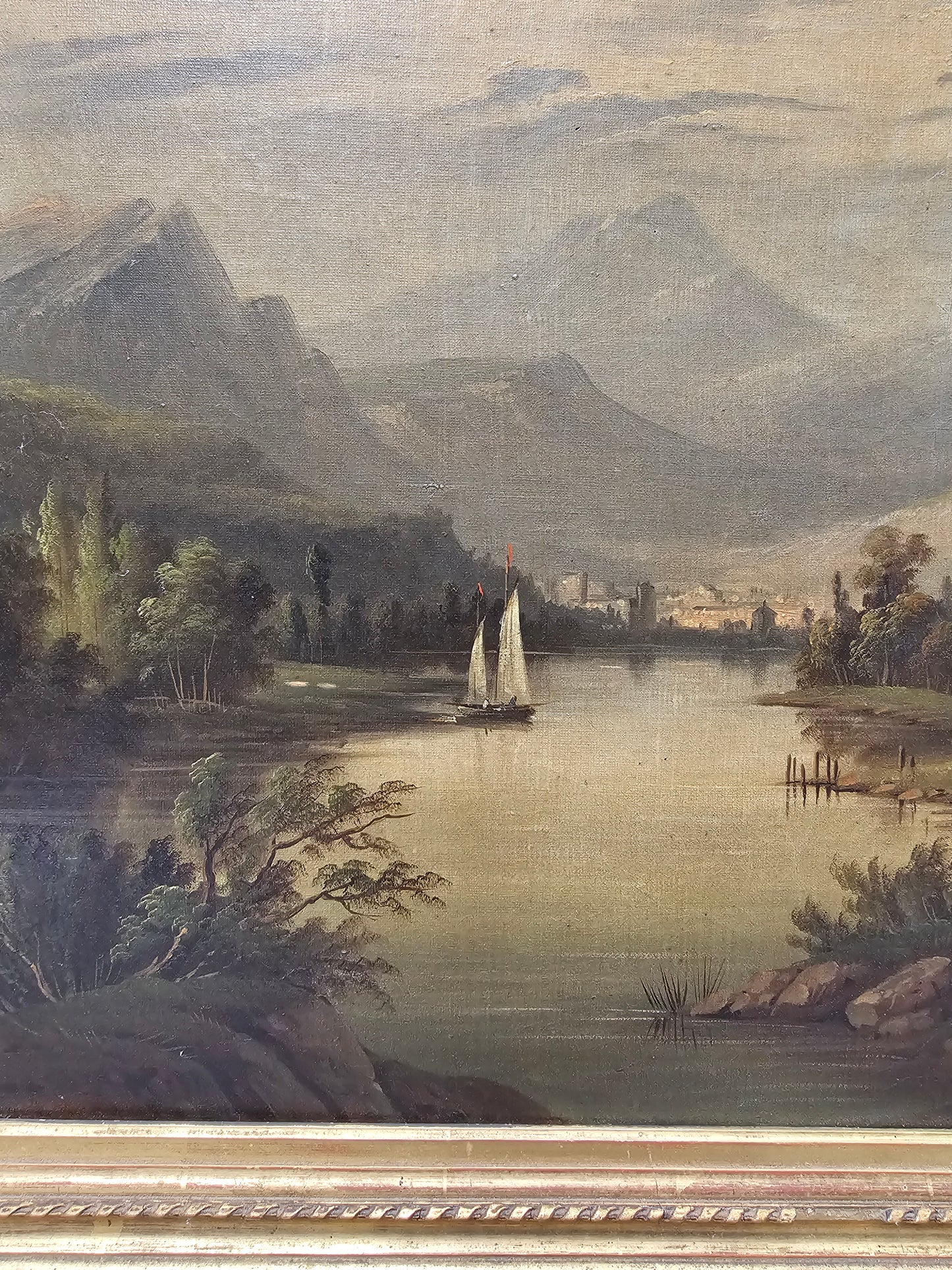 Antique European Mountain Scene Painting