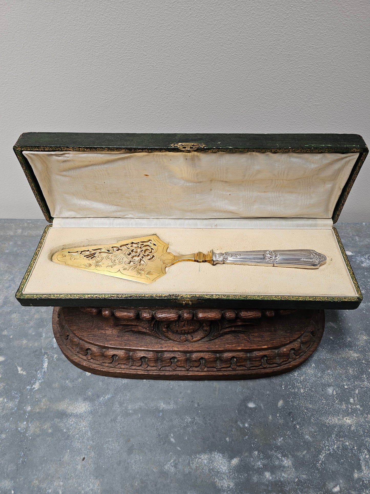 Antique French Silver Plated Boxed Cake Server