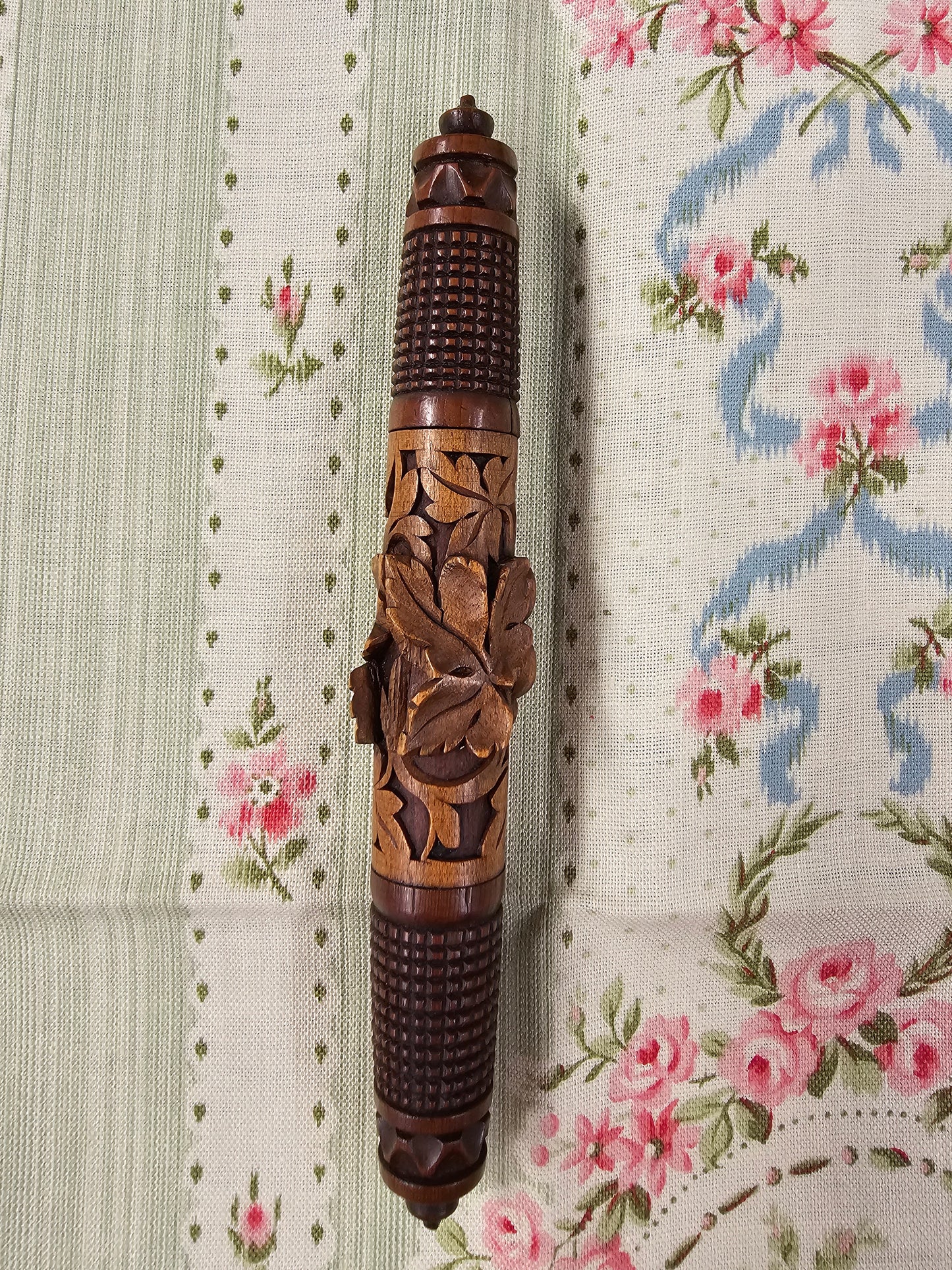 Antique French Wooden Needle Case