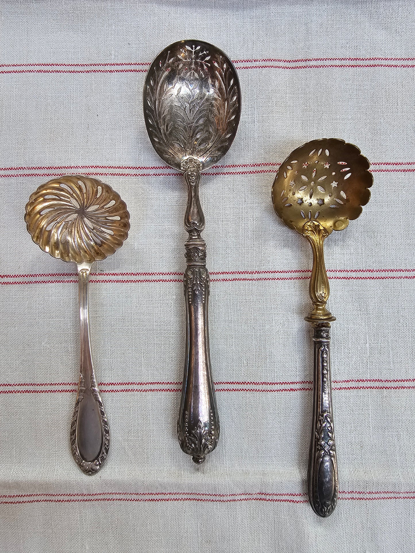 Antique French Silver Scalloped Sugar Sprinkling Spoons - III