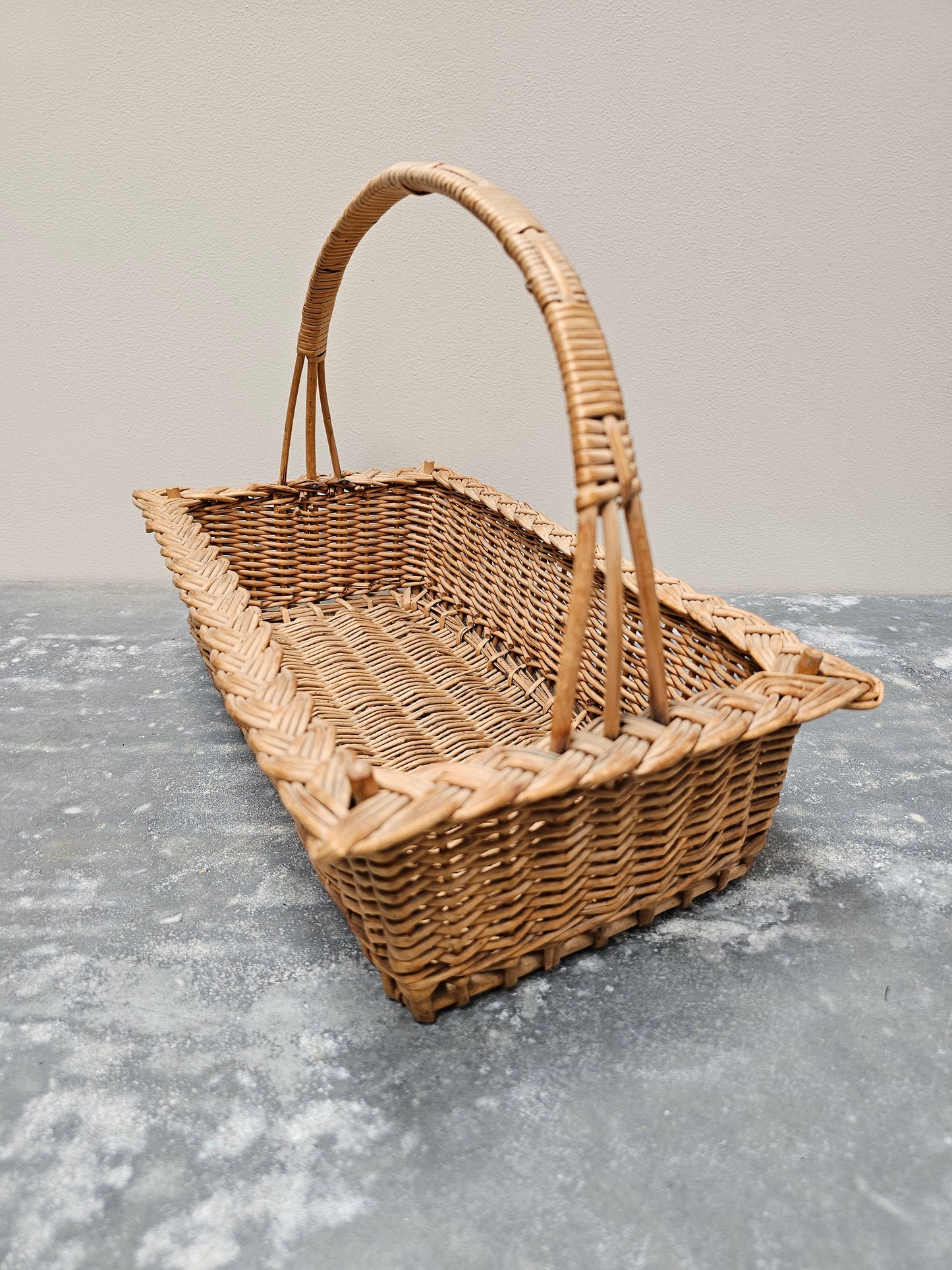 Antique French Pair of Woven Cane Baskets