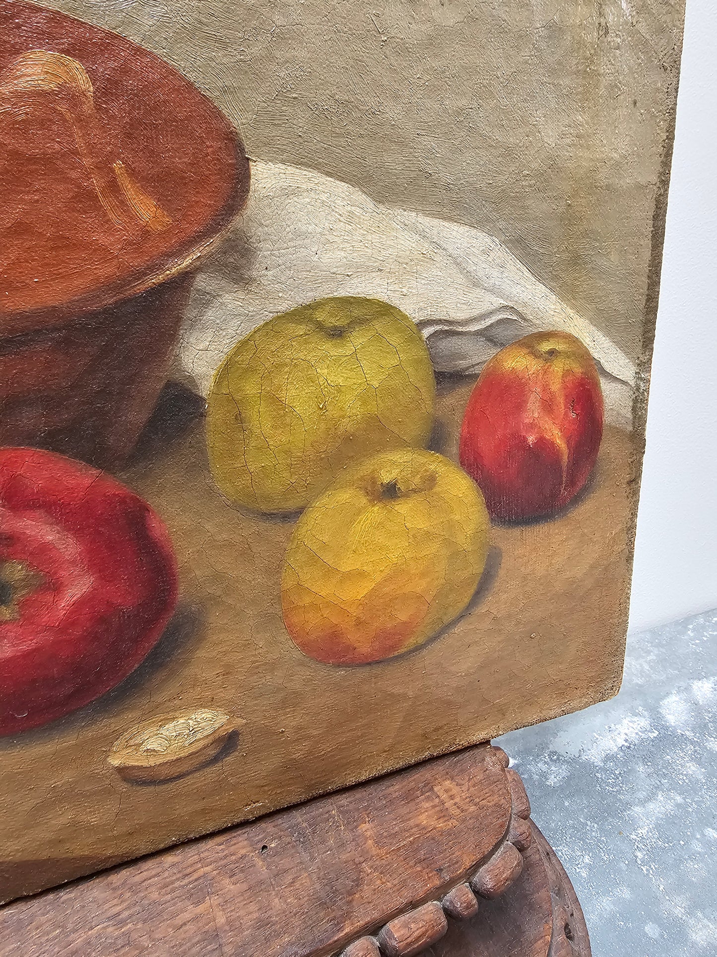 Antique European 'Apples & Walnuts' Still Life Painting