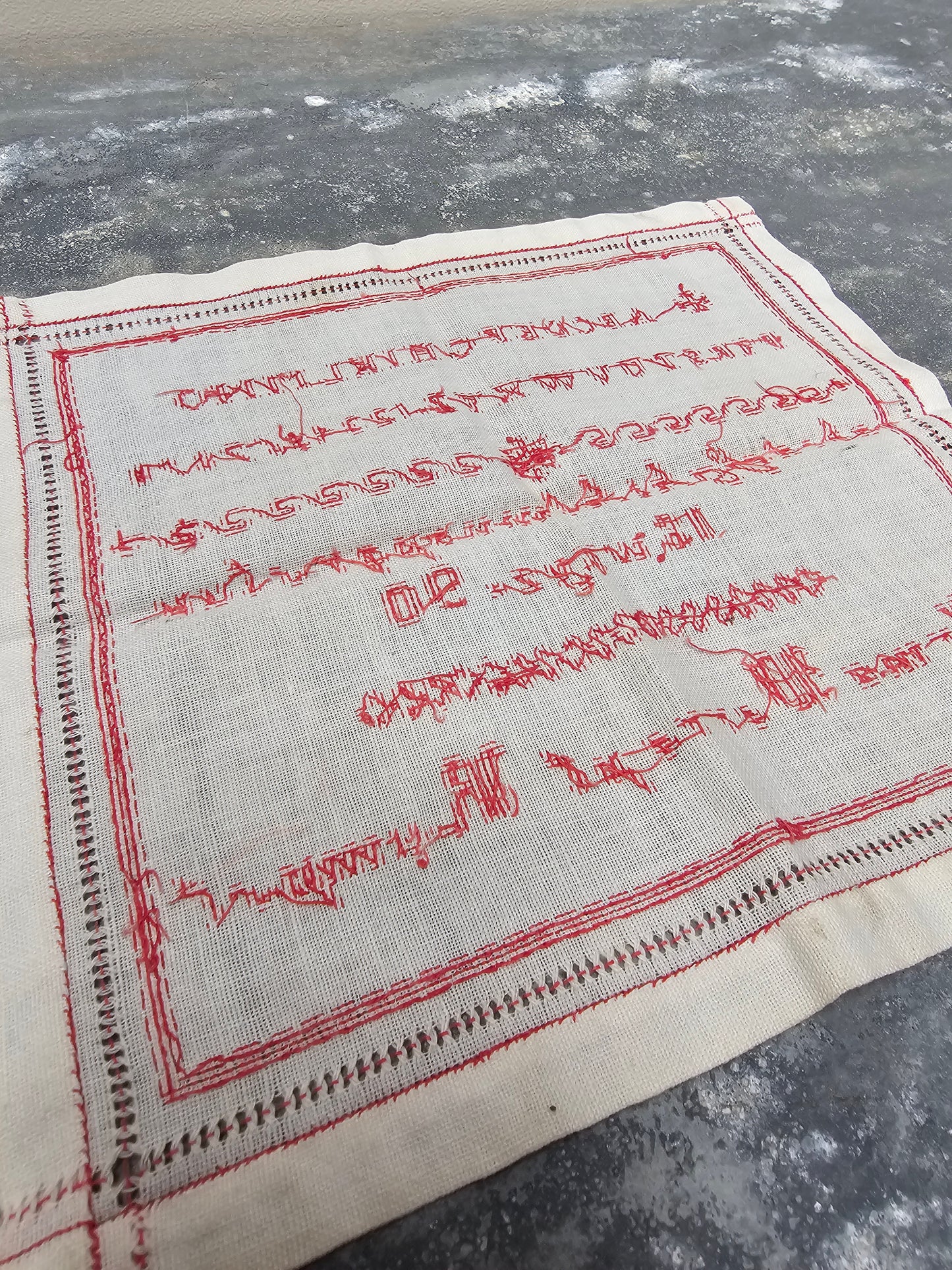 Antique Dutch 1890 Cross Stitch Sampler