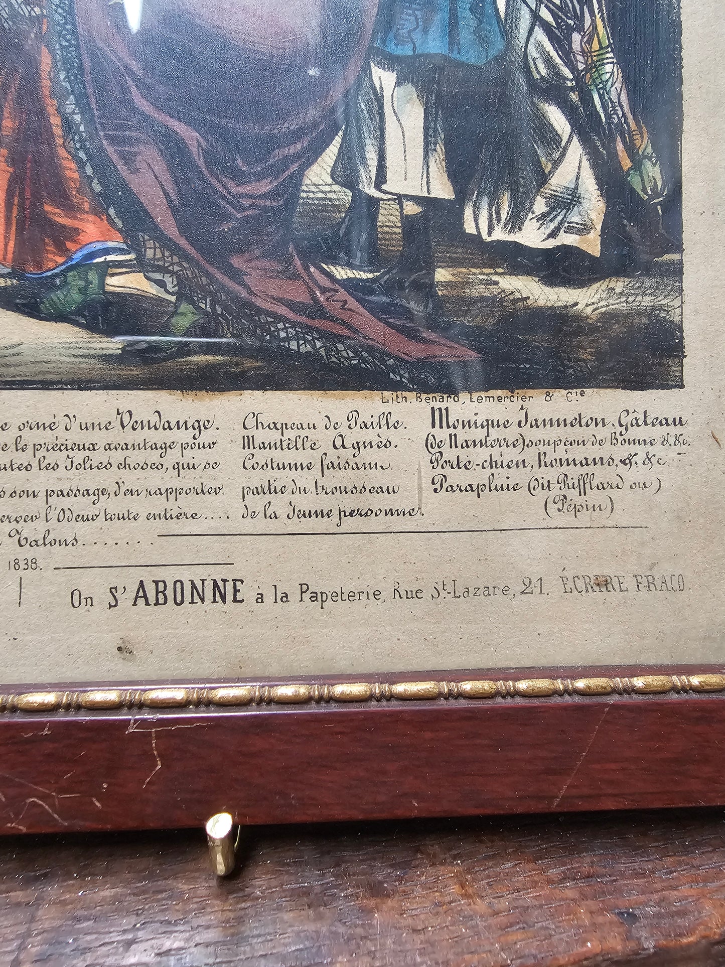 Antique French 1838 Framed Comedy Illustration