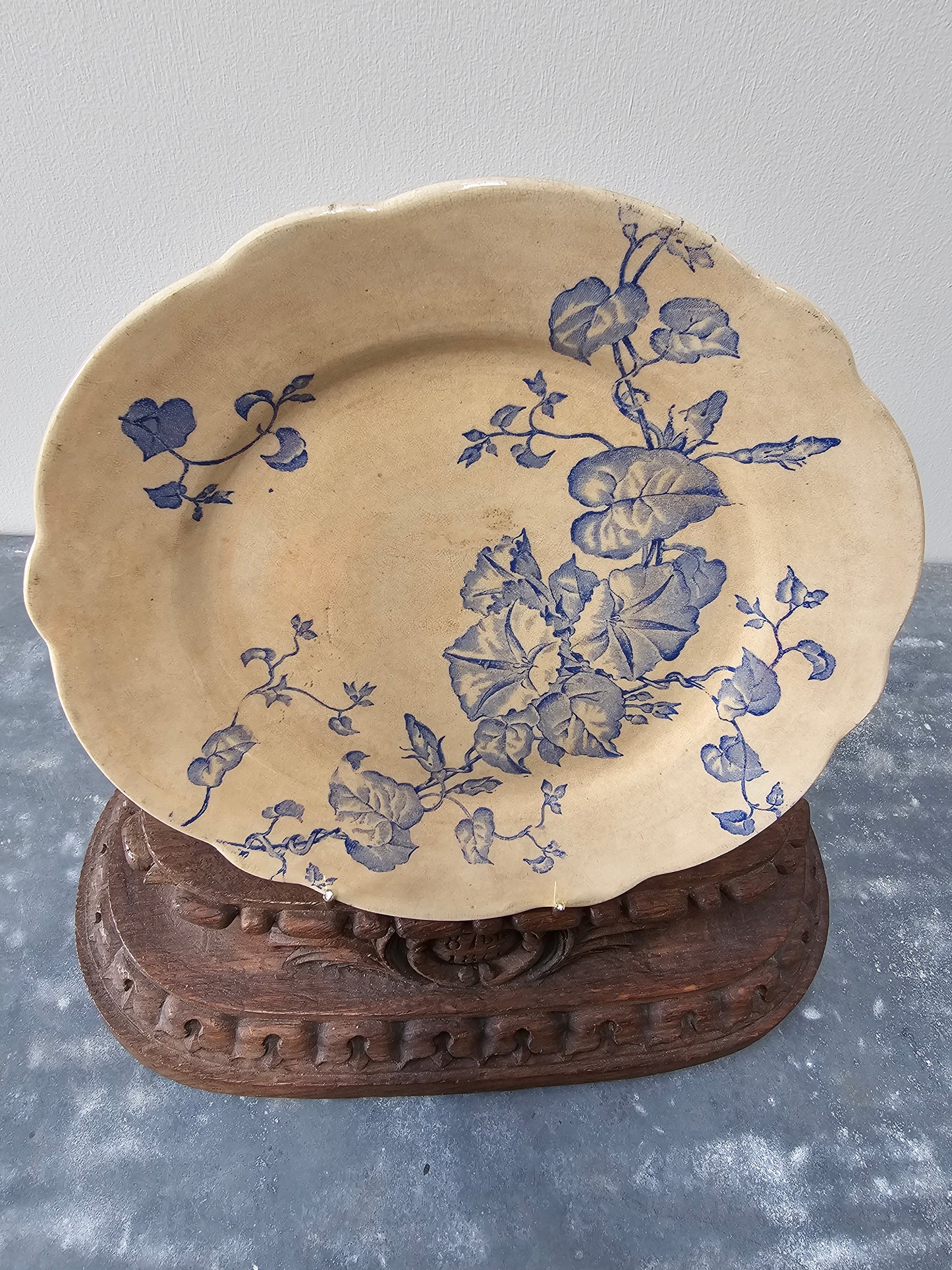 Antique Belgian 'Mouzin Lecat - Nimy, Liseron' Round Morning Glory Plate