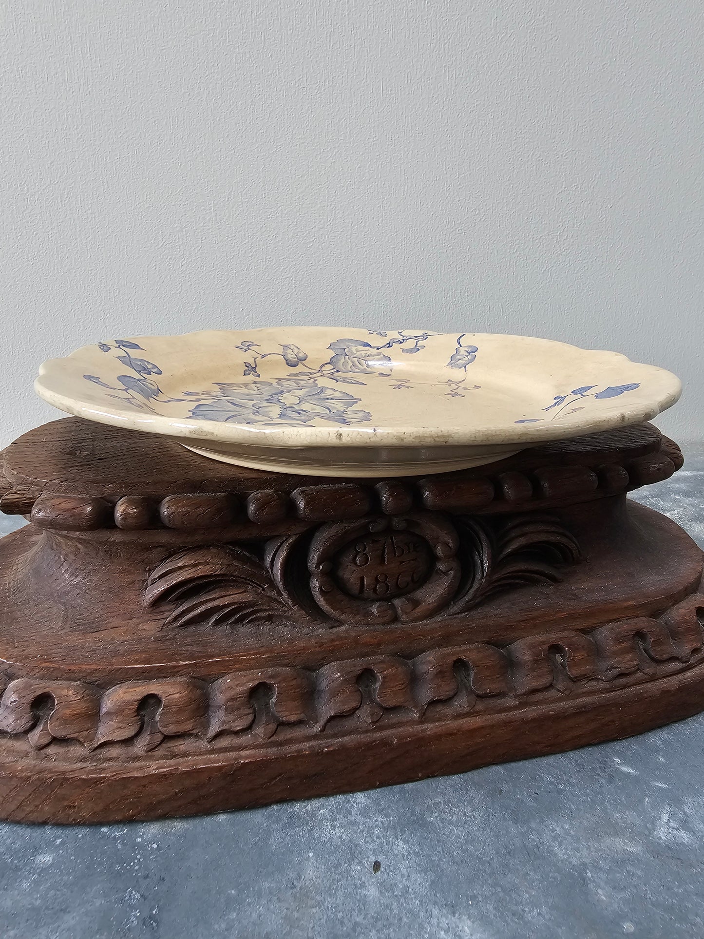 Antique Belgian 'Mouzin Lecat - Nimy, Liseron' Round Morning Glory Plate