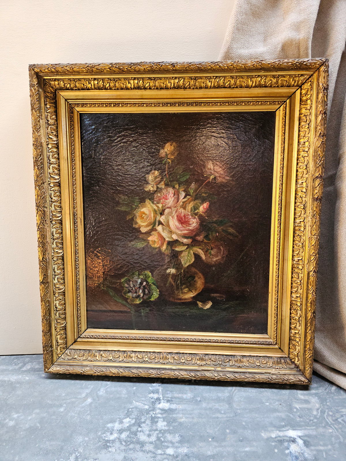 Antique European 'Roses' 1899 - Still Life Painting