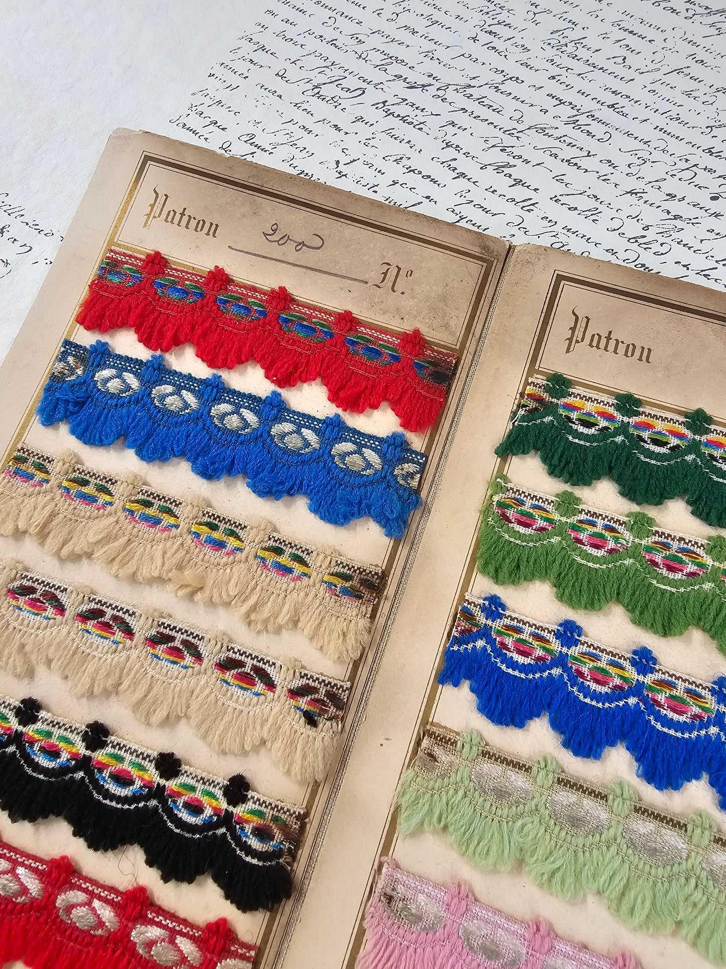 Antique French Wool Braid Sample Card - I