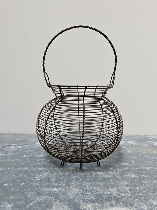 Antique French Wire Egg Basket - Single Handle