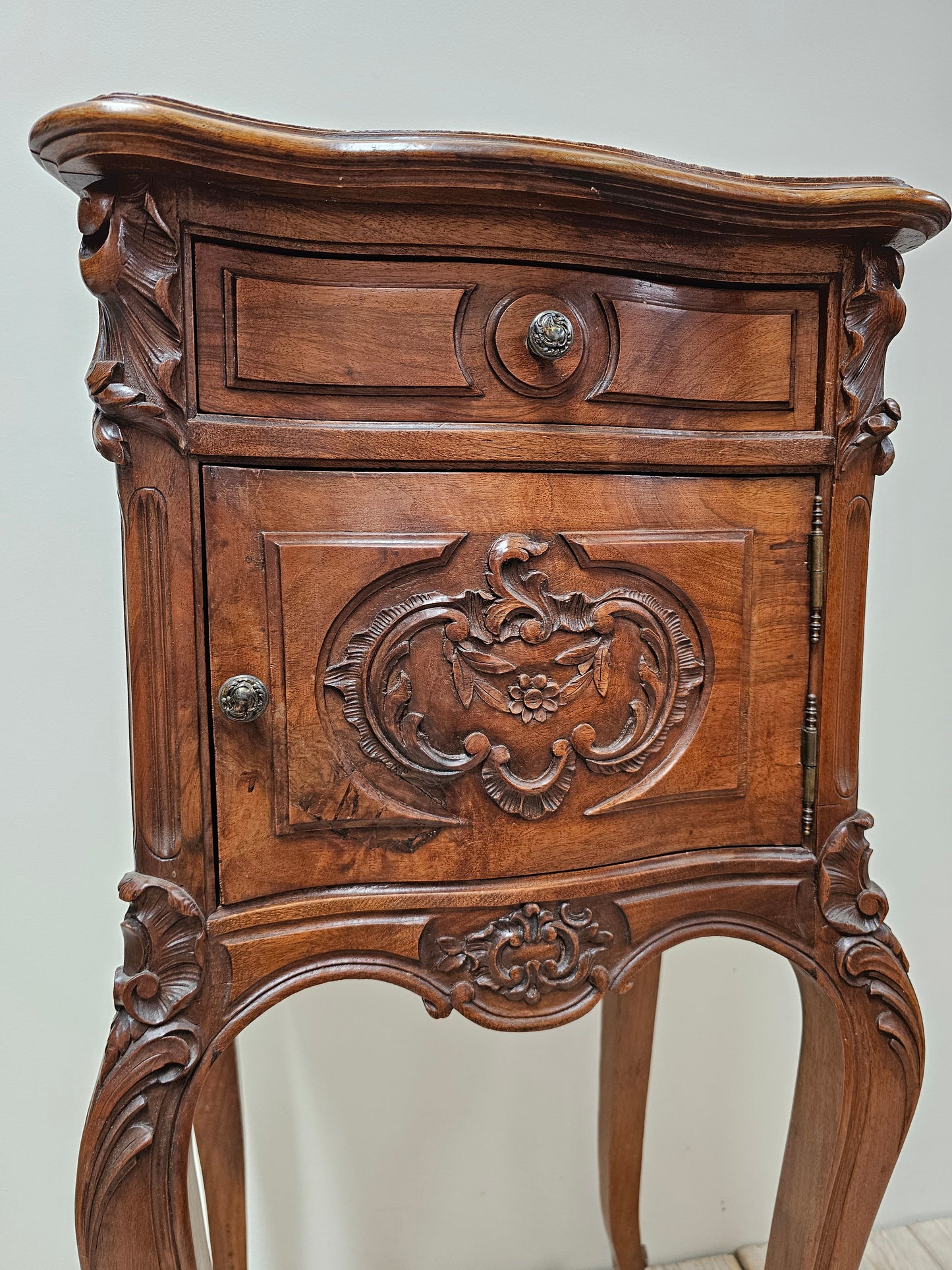 Antique French Louis XV Serpentine Bedside Table