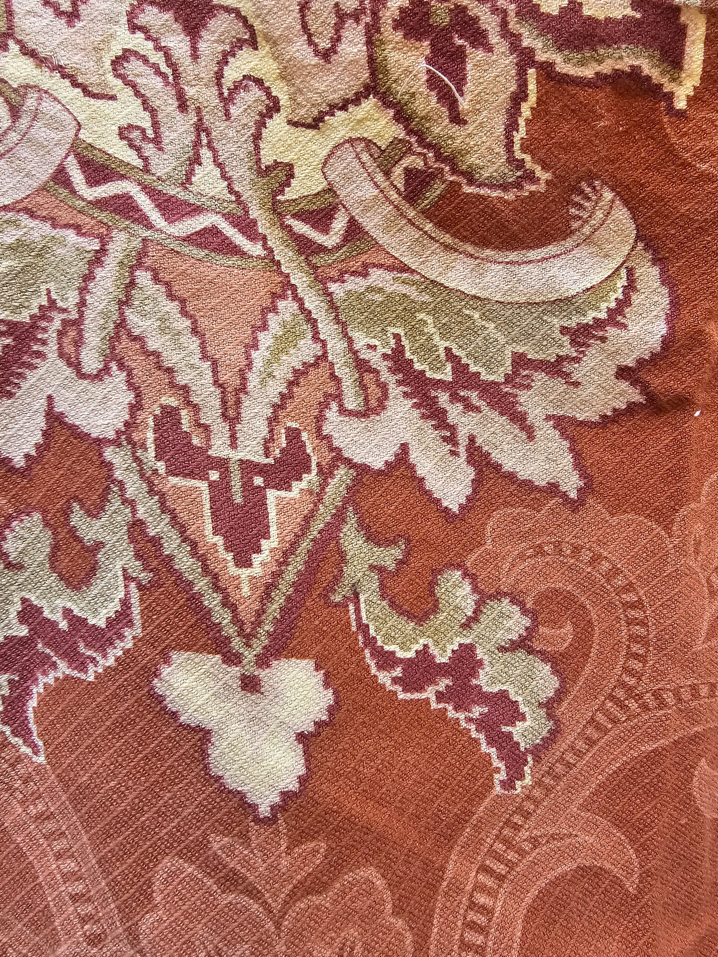 Vintage French Ochre Fabric Cotton Piece
