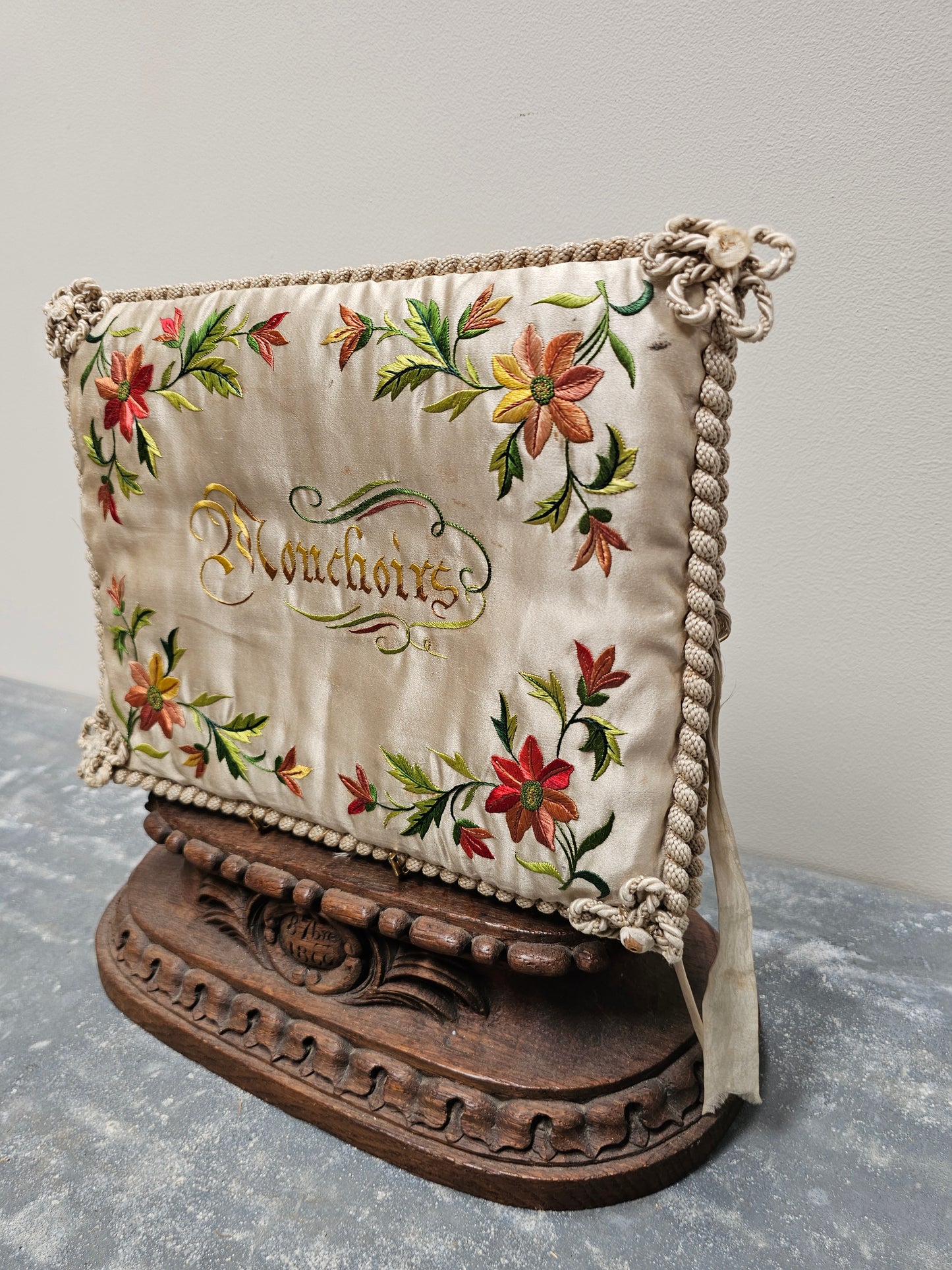 Antique French Embroidered Silk 'Monchoirs' Handkerchief Book
