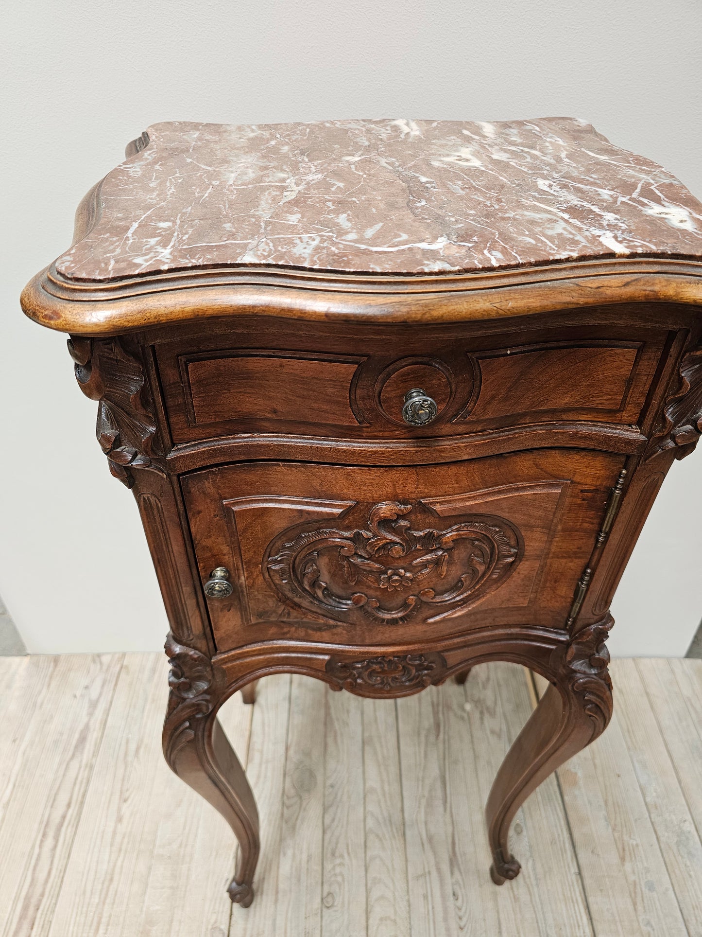Antique French Louis XV Serpentine Bedside Table