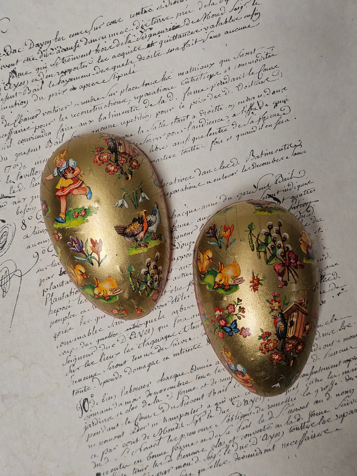 Vintage German Paper Easter Eggs - Set of 3