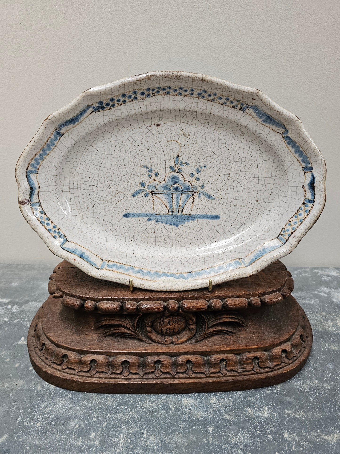 Antique Rustic Italian Oval Plate