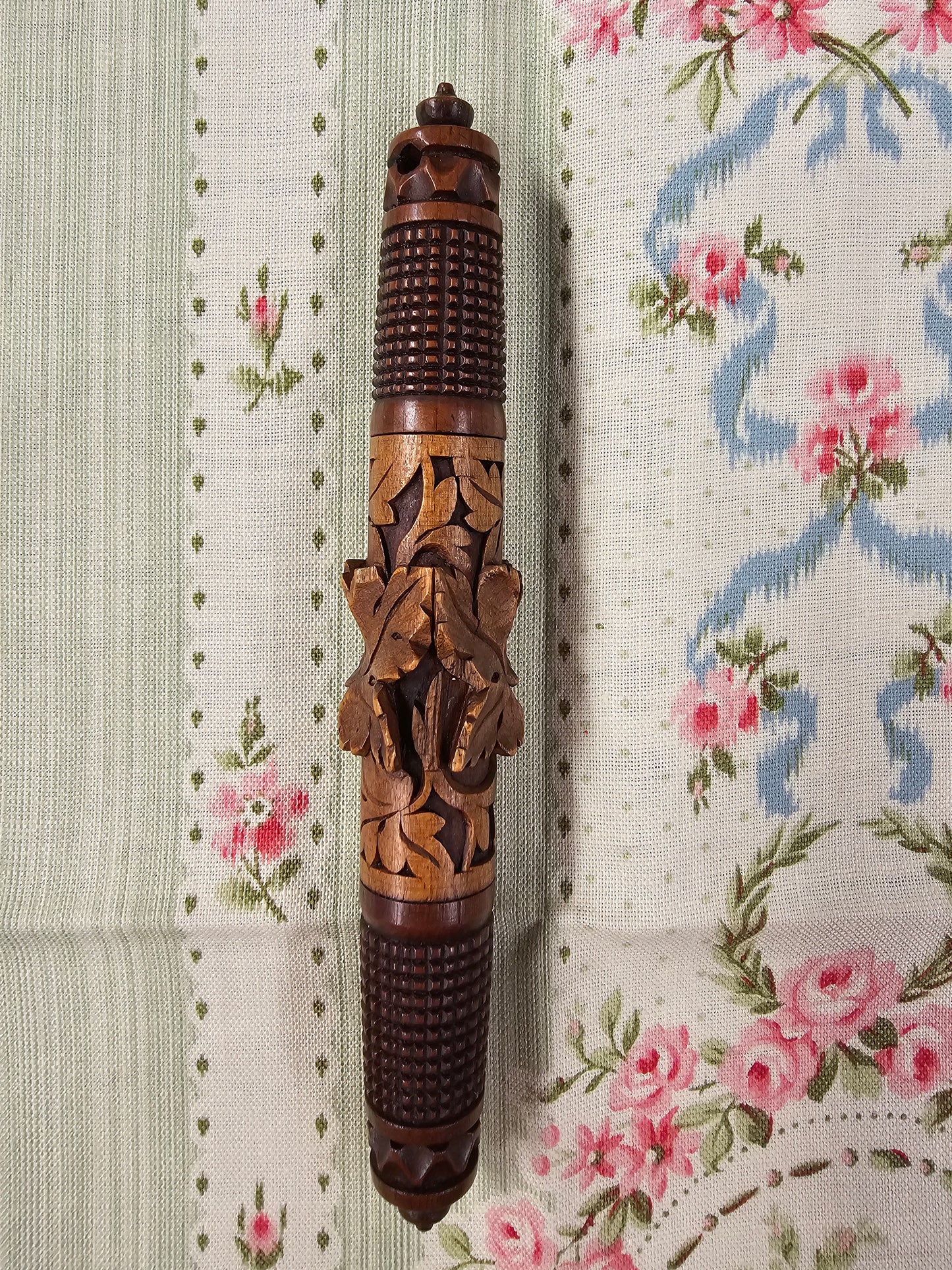 Antique French Wooden Needle Case