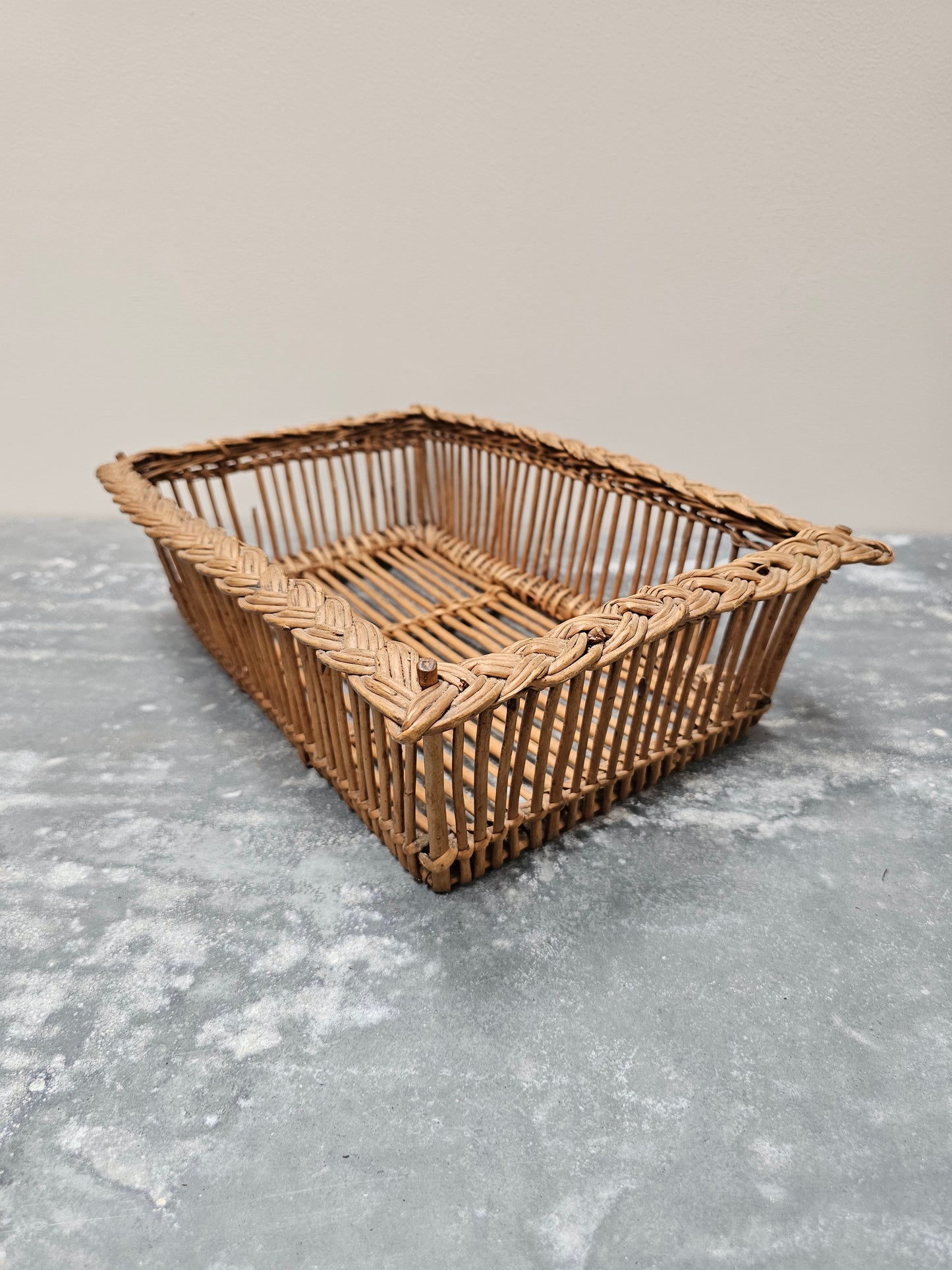 Antique French Pair of Woven Cane Baskets