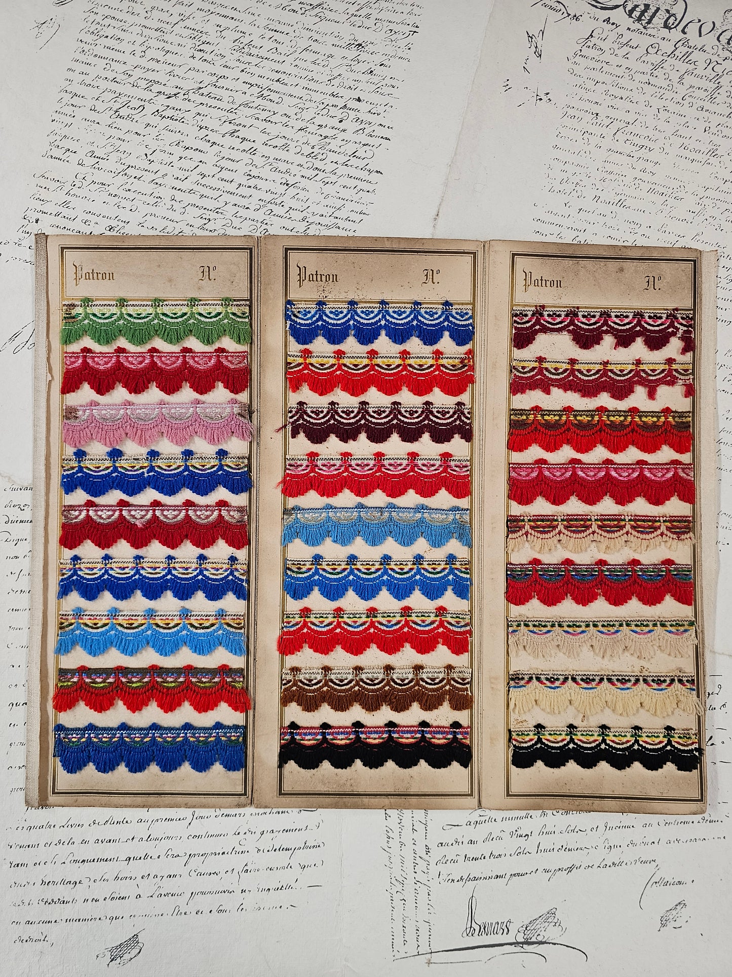 Antique French Wool Braid Sample Card - V