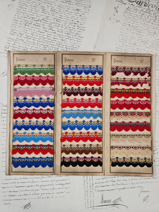 Antique French Wool Braid Sample Card - V