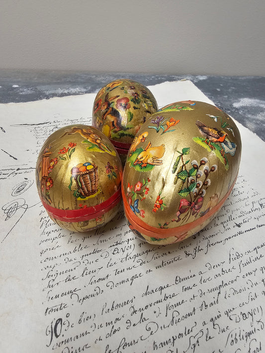 Vintage German Paper Easter Eggs - Set of 3
