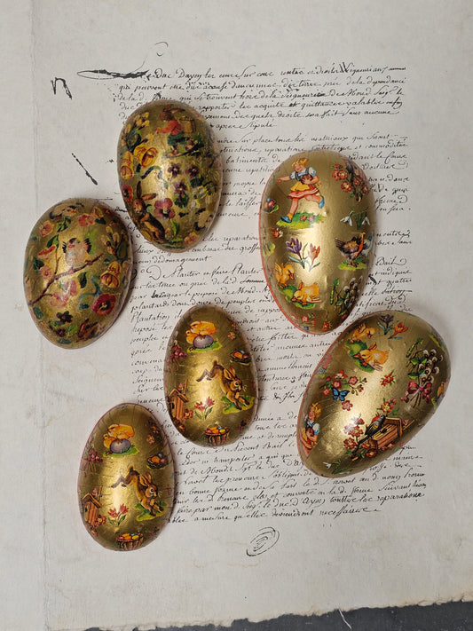 Vintage German Paper Easter Eggs - Set of 3