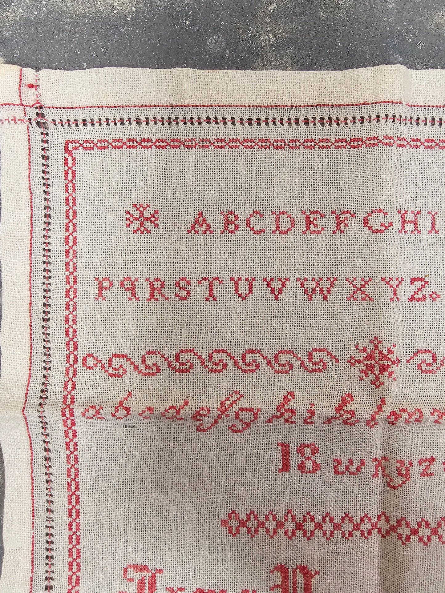 Antique Dutch 1890 Cross Stitch Sampler