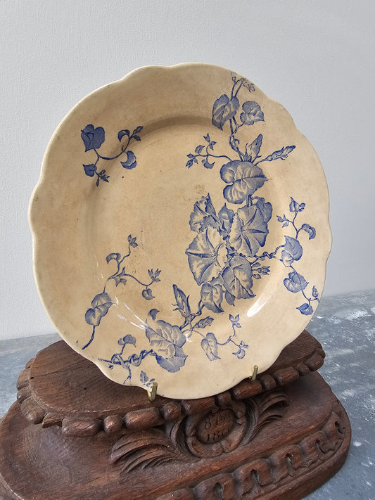 Antique Belgian 'Mouzin Lecat - Nimy, Liseron' Round Morning Glory Plate