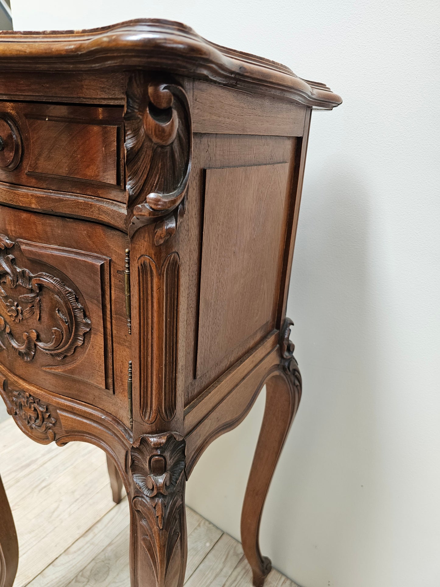Antique French Louis XV Serpentine Bedside Table