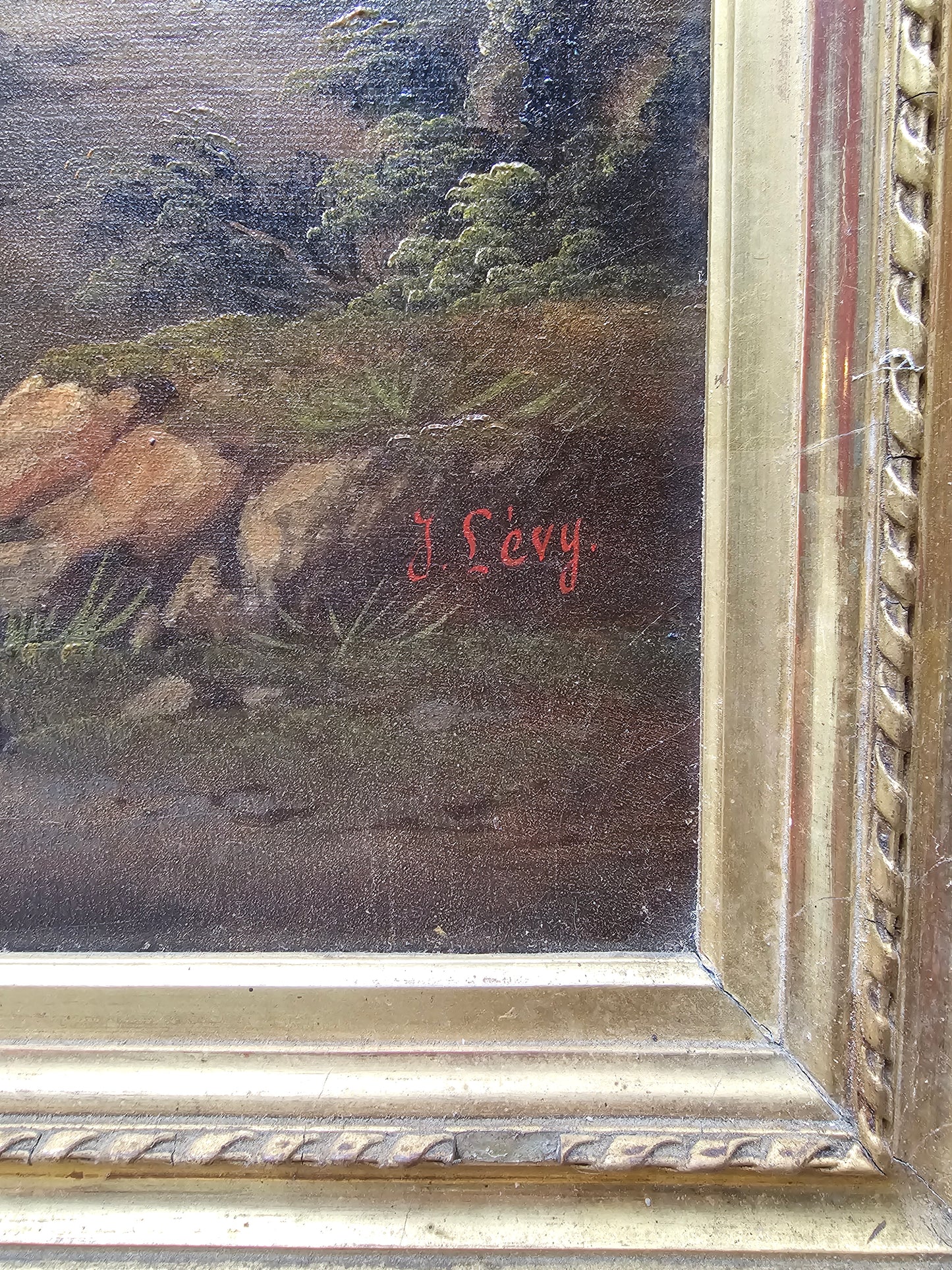 Antique European Mountain Scene Painting