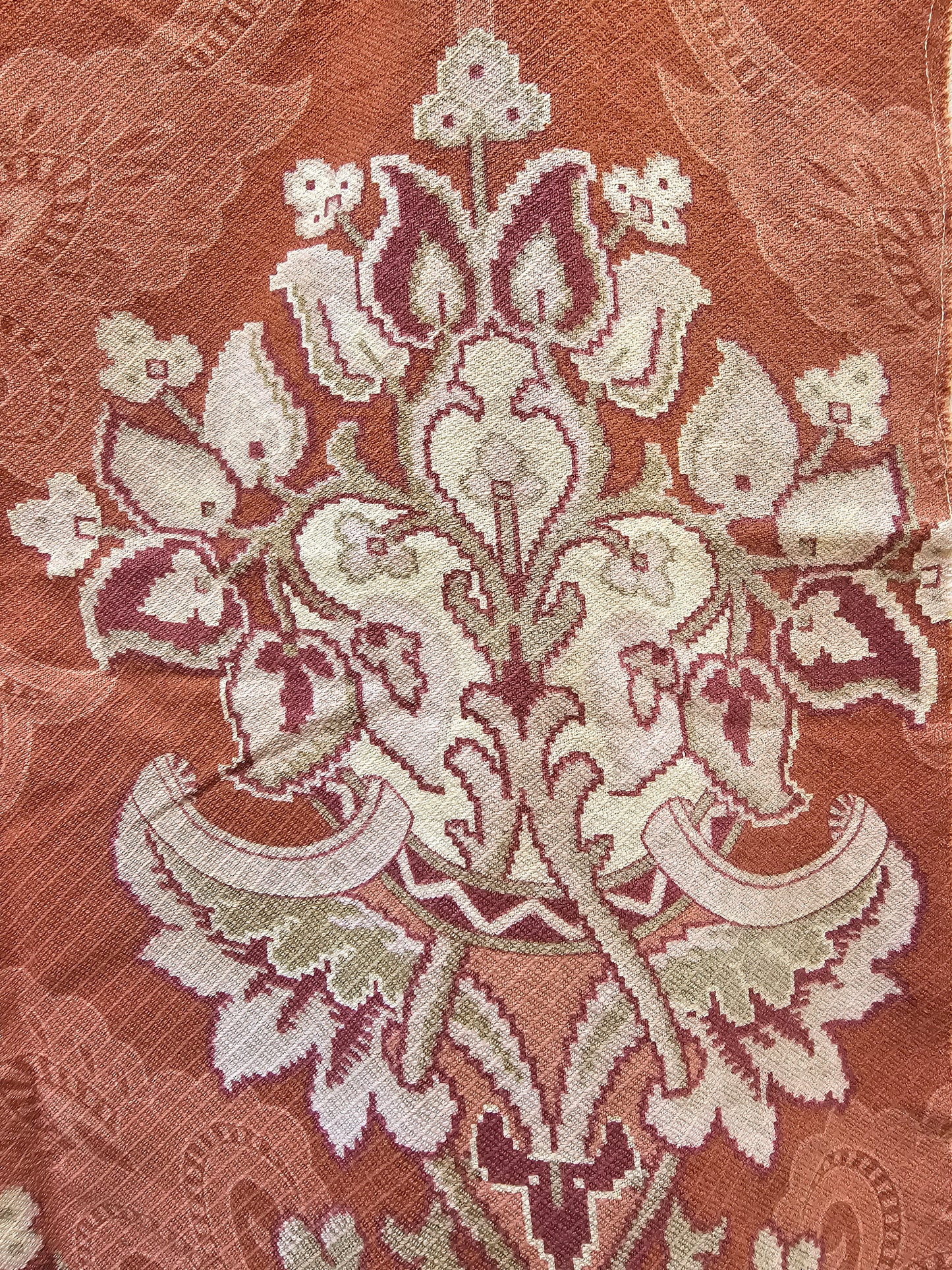 Vintage French Ochre Fabric Cotton Piece
